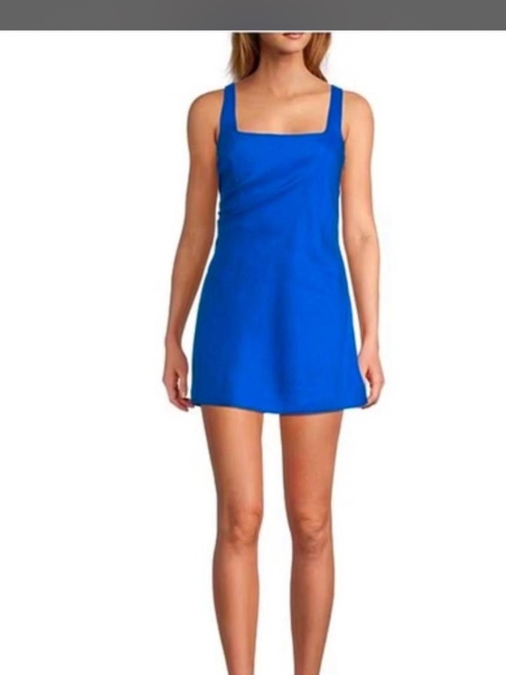 ANTONIO MELANI Cobalt Square-Neck Mini Romper Linen